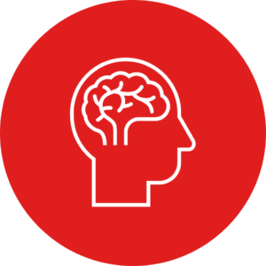Icon showing human head with a brain